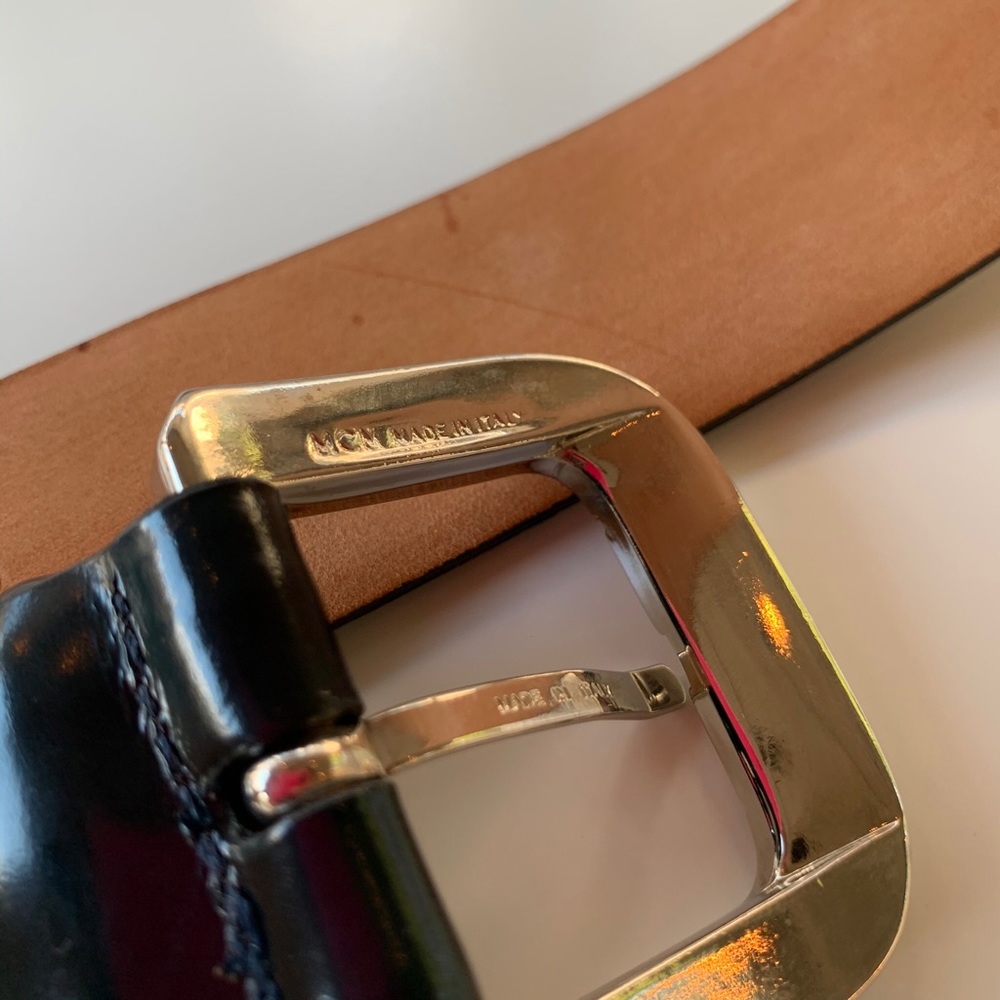 Stanley Korshak Black Leather Belt, M - Picture 5 of 7